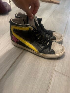 Golden Goose White and Black Slide Sneakers
